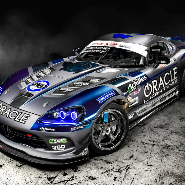 Oracle Lighting Features Formula Drift Dodge Viper in 2019 SEMA Show Booth