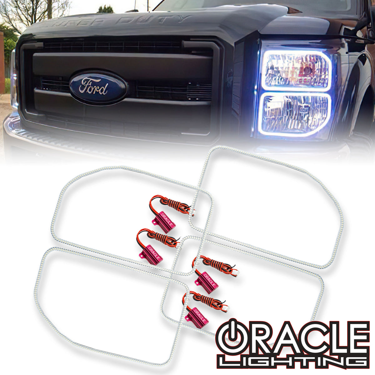 2011-2016 Ford F-250/F-350 LED Headlight Halo Kit (Square Ring