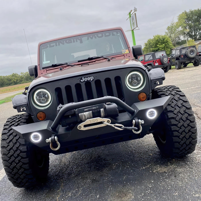 2007-2018 Jeep Wrangler JK Switchback LED Halo Headlights- DRL and Turn Signal