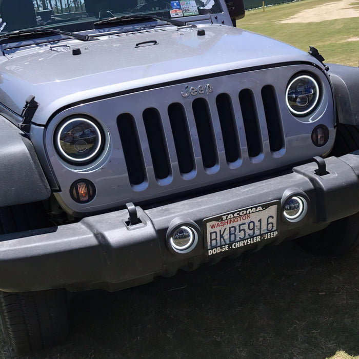 2007-2018 Jeep Wrangler JK Switchback LED Halo Headlights- DRL and Turn Signal