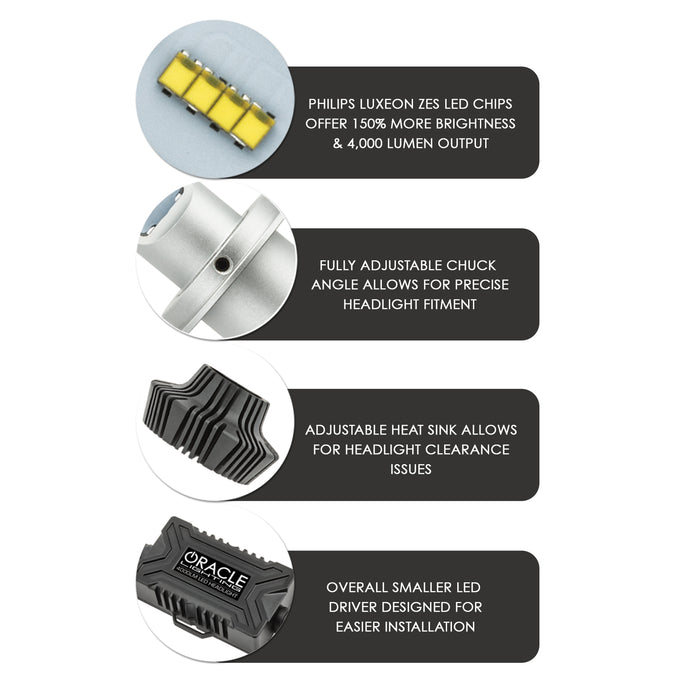 ORACLE Lighting H11 - 4,000+ Lumen LED Light Bulb Conversion Kit High/Low Beam (Non-Projector)