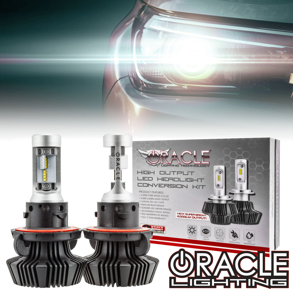 4,000+ Lumen LED Light Bulb Conversion - ORACLE Lighting H13