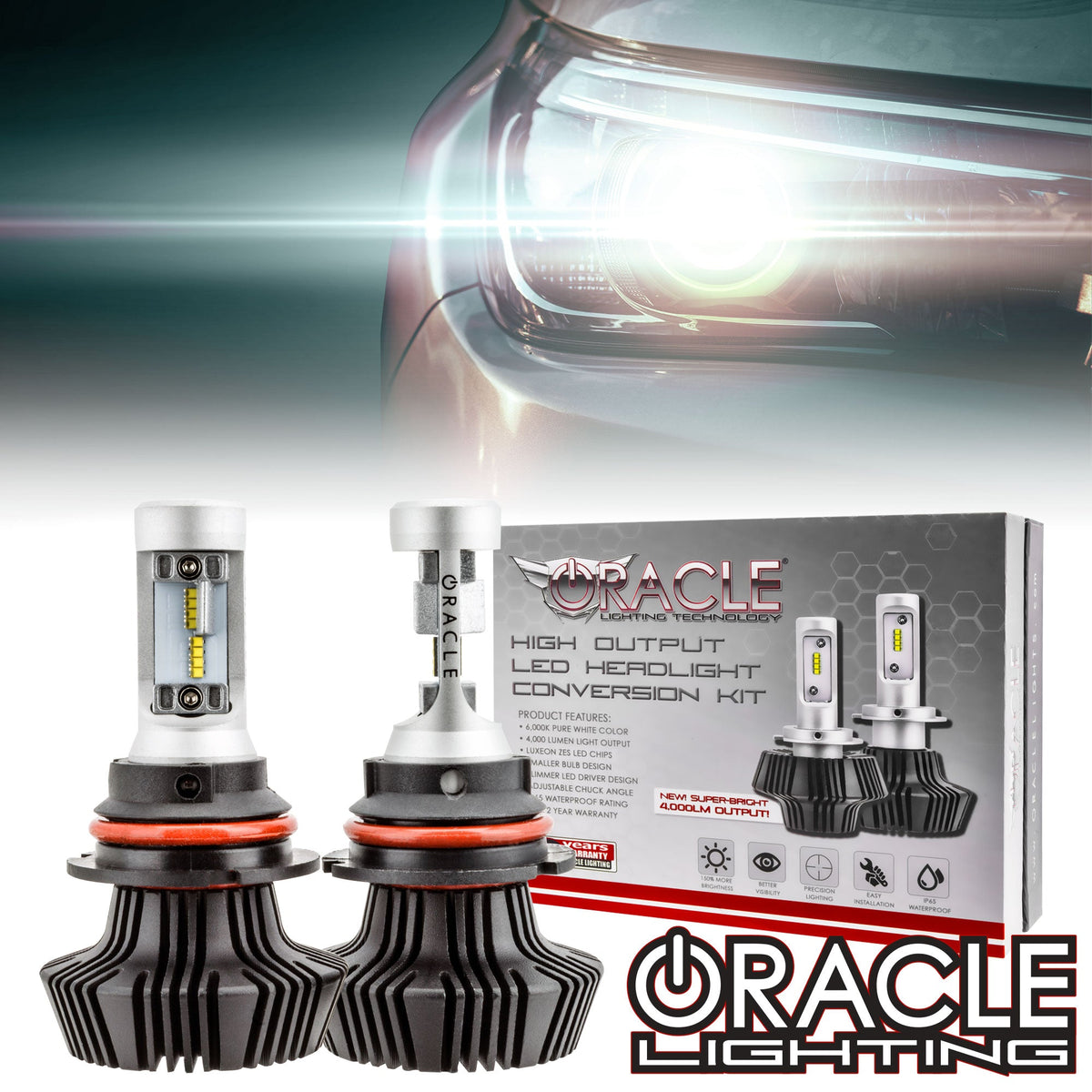 4,000+ Lumen LED Light Bulb Conversion - ORACLE Lighting 9007