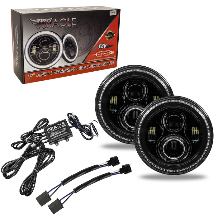 ORACLE Lighting 7" High Powered LED Headlights - Black Bezel - Dynamic ColorSHIFT - Jeep Wrangler JK