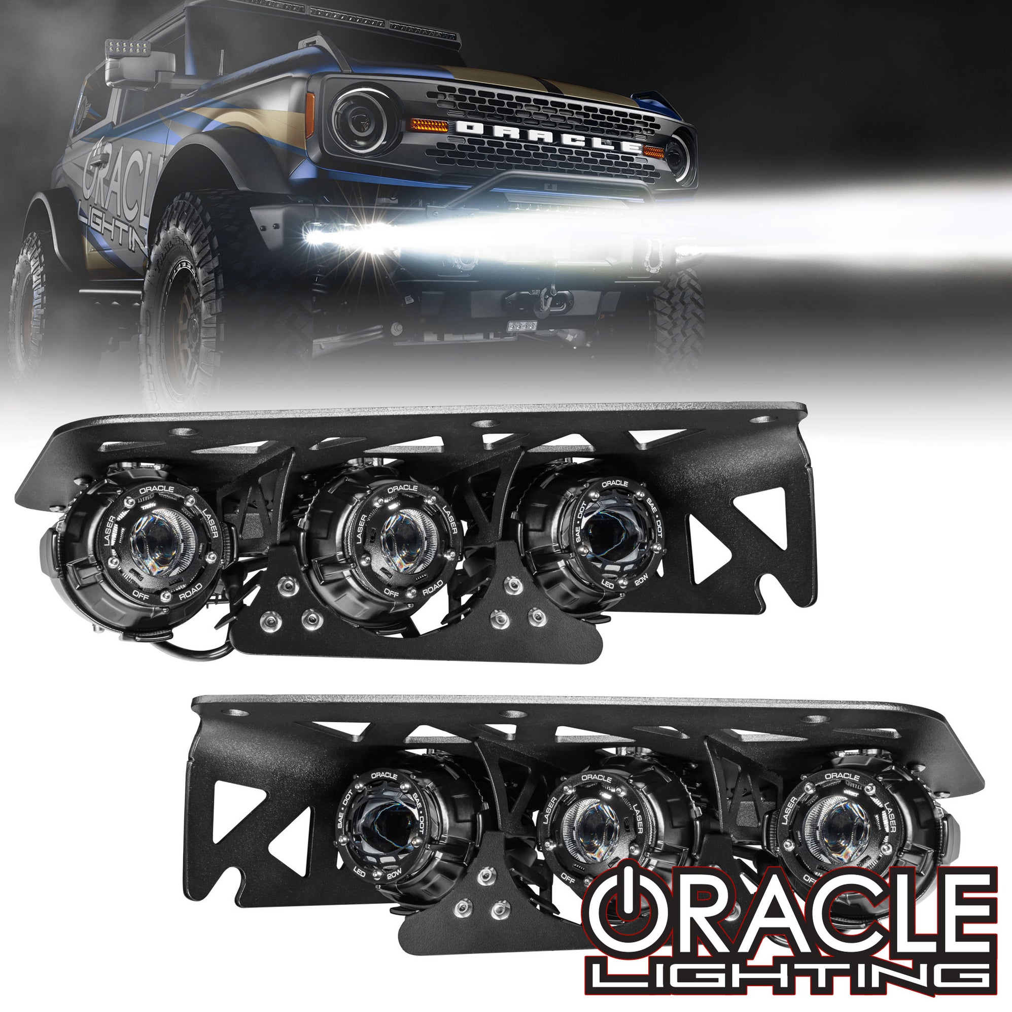 20212024 Ford Bronco Off Road LASER Auxiliary Lights + LED Fog Light