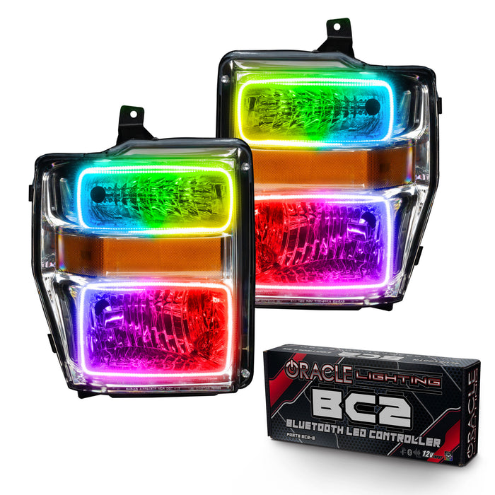 ORACLE Lighting 2008-2010 Ford F-250/F-350 Super Duty Pre-Assembled Halo Headlights - Chrome Housing