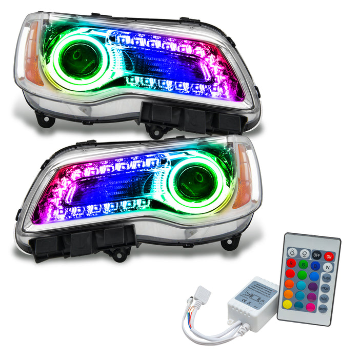 2011-2014 Chrysler 300C NON HID Pre-Assembled Headlights - Chrome Housing - ColorSHIFT DRL