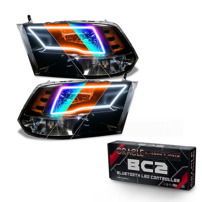 ORACLE Lighting 2009-2018 RAM ColorSHIFT Switchback Quad Pre-Assembled Halo Headlights - Black Housing