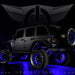 Black Jeep with blue LED wheel rings.