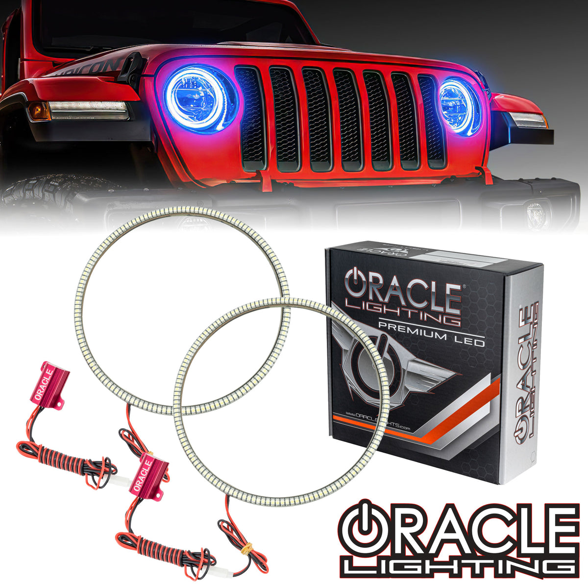 ORACLE Lighting 2018-2024 Jeep Wrangler JL LED Headlight Surface Mount Halo  Kit