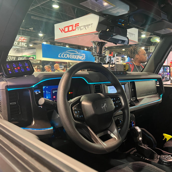 Bronco interior highlighting fiber optic dash board