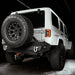 Rear three quarters view of a Jeep Wrangler JK with flush mount tail lights and DRLs on