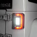 Close up of Jeep Wrangler JK flush mount tail lights installed with reverse lights on