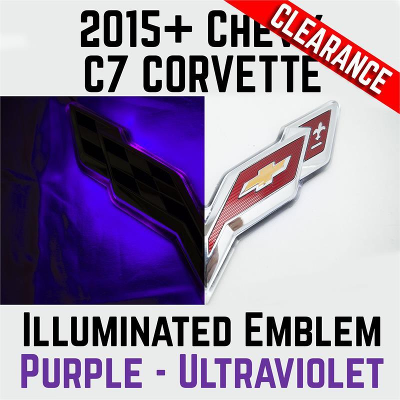 2015-2017 Chevy Corvette C7 Rear Illuminated Flags Emblem - Purple U/V ...