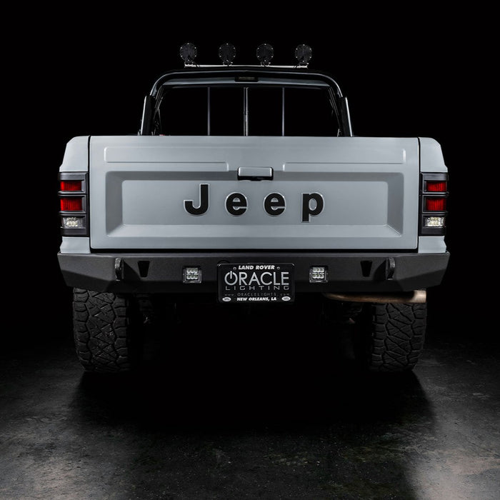 Rear view of Jeep Comanche with flush mount tail lights turned off