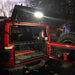 Red jeep with white LED cargo light