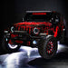 Red Jeep Wrangler with multiple ORACLE Lighting products installed, including Oculus Headlights.